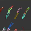 Weapons Collection Including Knives Swords Daggers and Bladed Tools with Different Designs